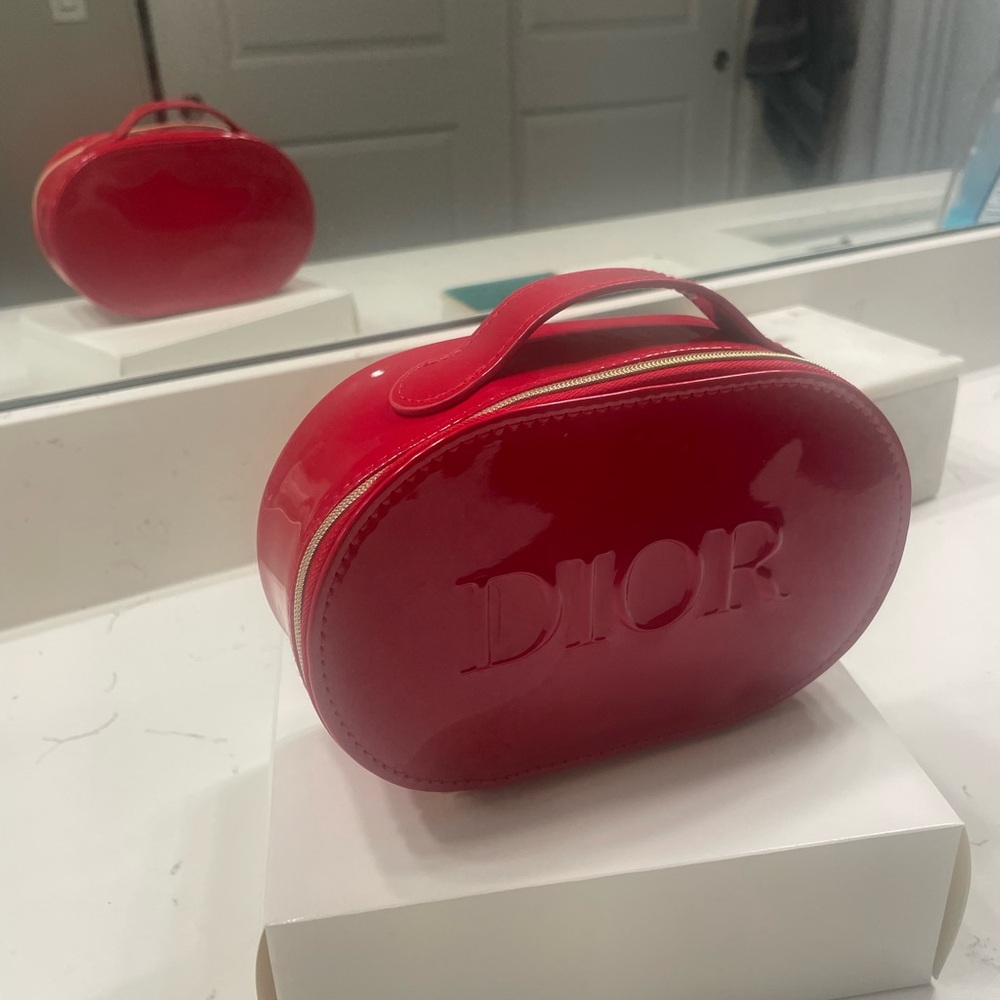NIB Dior Red Patent Leather Cosmetic Bag/Mini Purse